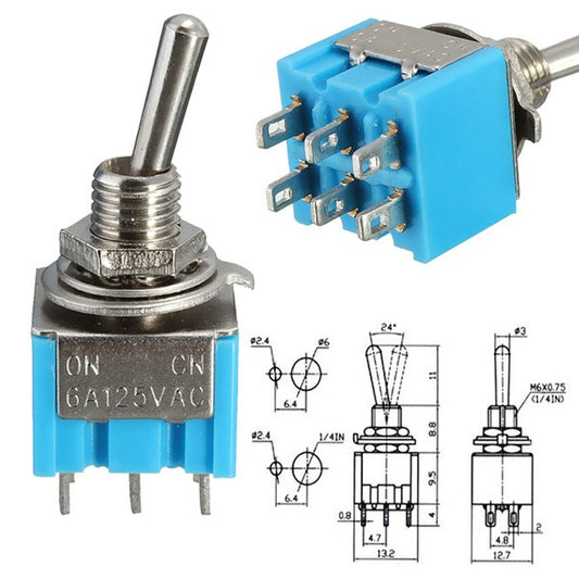 Dual DPDT 6A 125VAC Toggle Switch