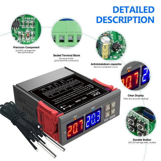 Dual Display Thermostat Temperature Controller 220V